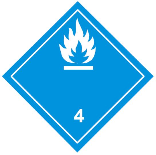 Gefahrenzettel Stoffe, die bei Ber&uuml;hrung mit Wasser entz&uuml;ndbare Gase entwickeln